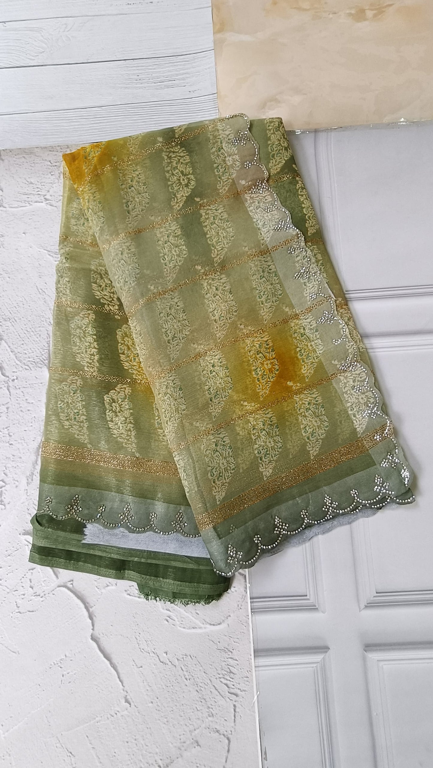 light green designer saree