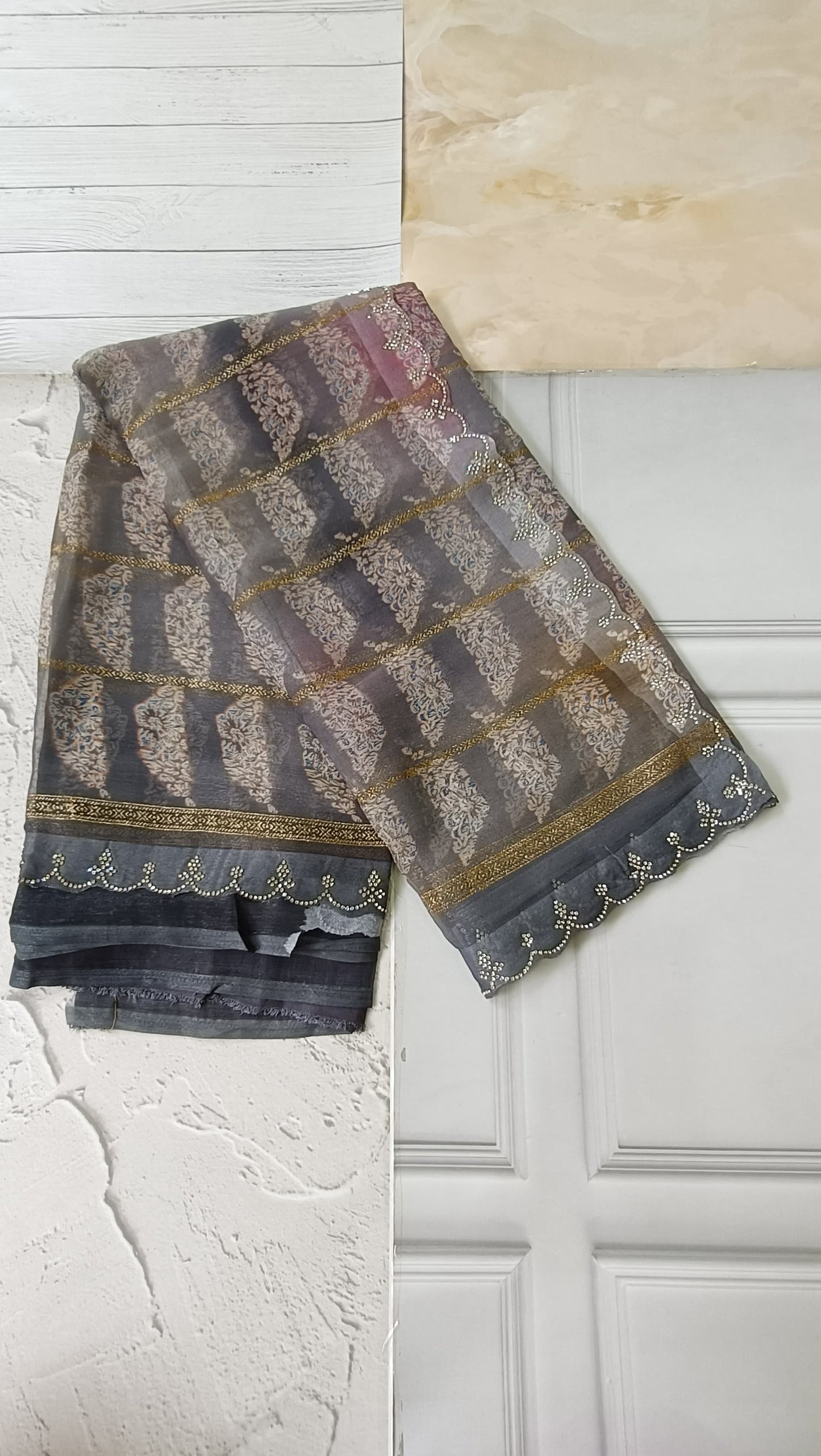 grey designer saree