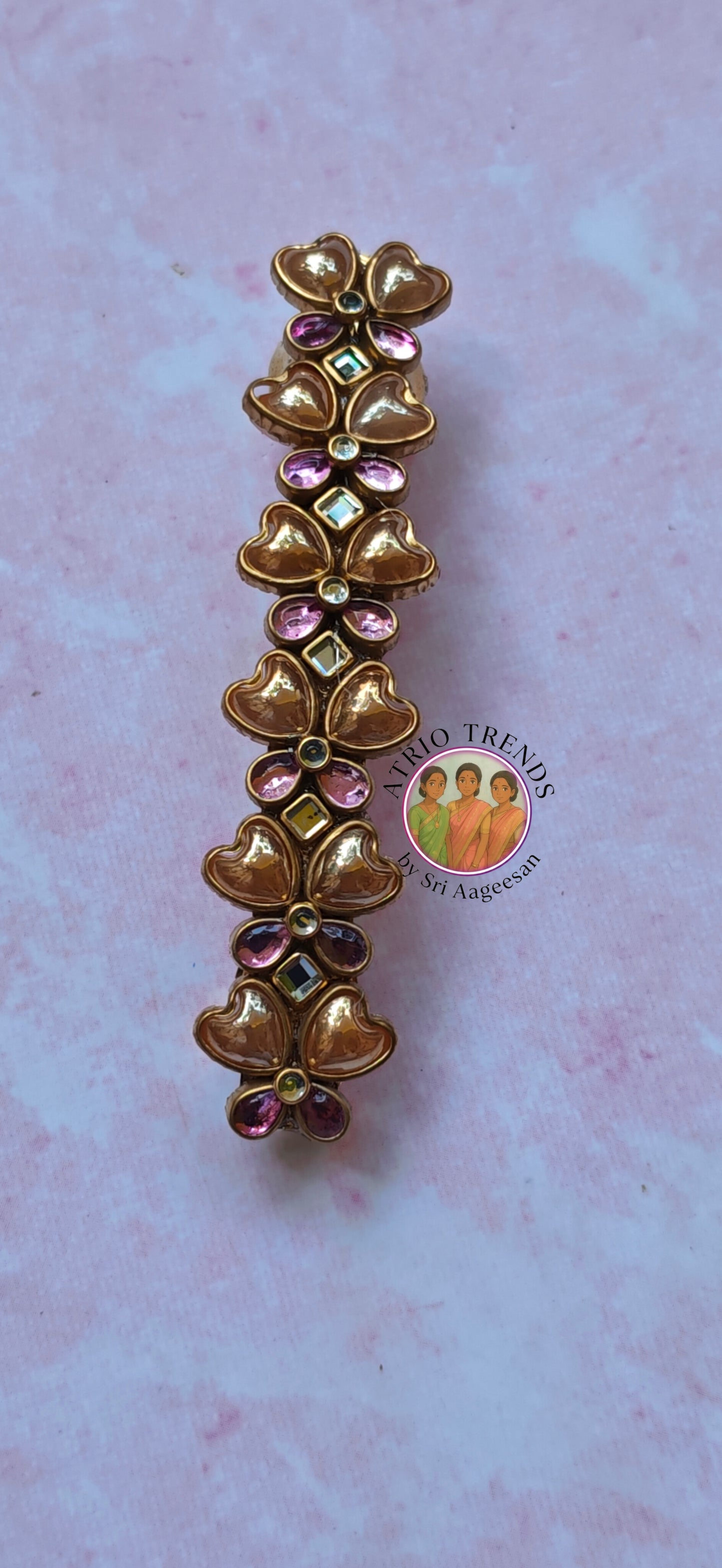 kundan heart hair clip
