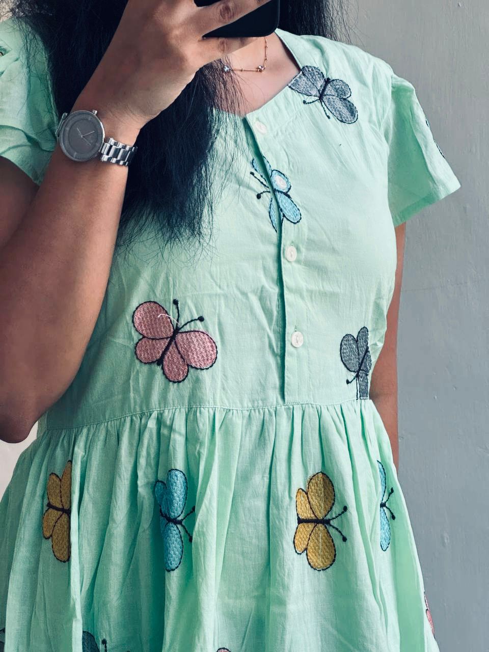Butterfly Bliss Maska Cotton Maxi Dress – Soft, Breathable & Elegant