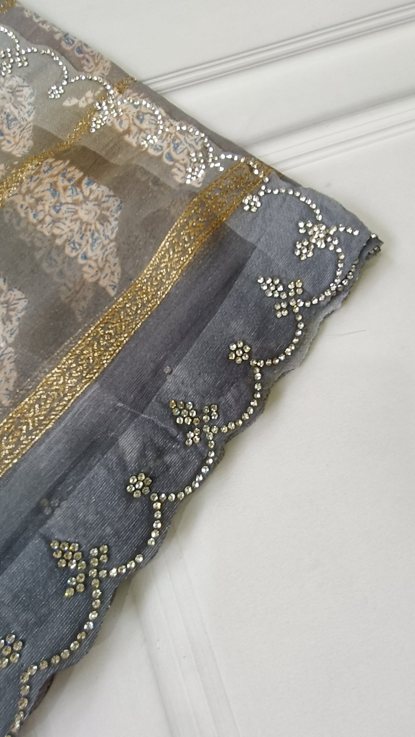 grey designer saree