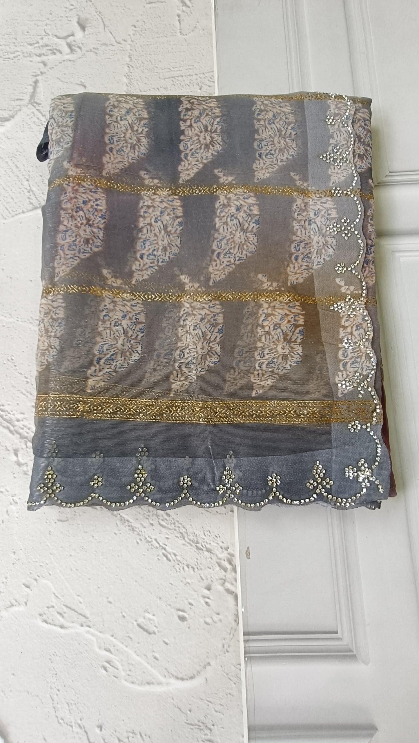 grey designer saree