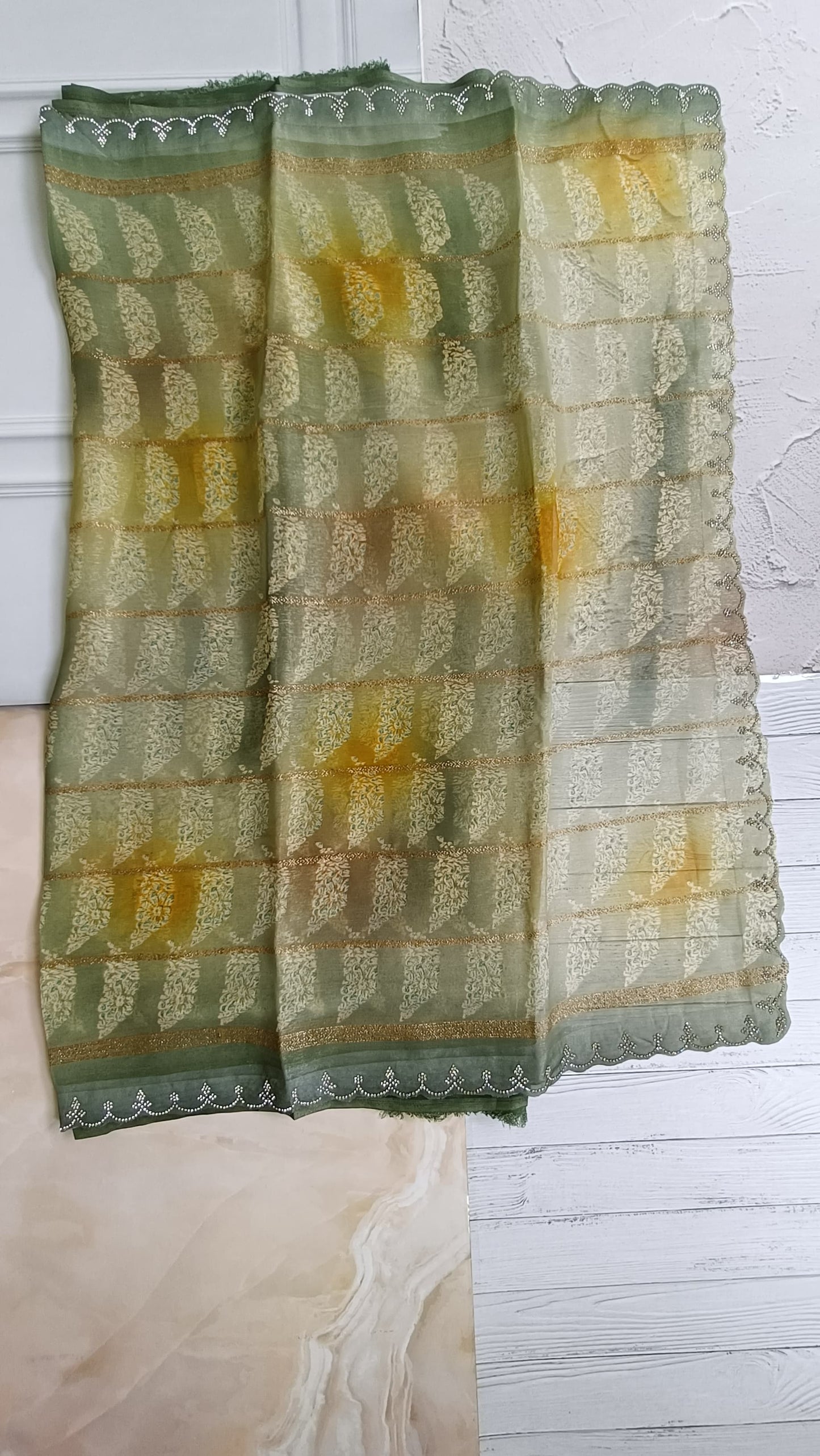 light green designer saree