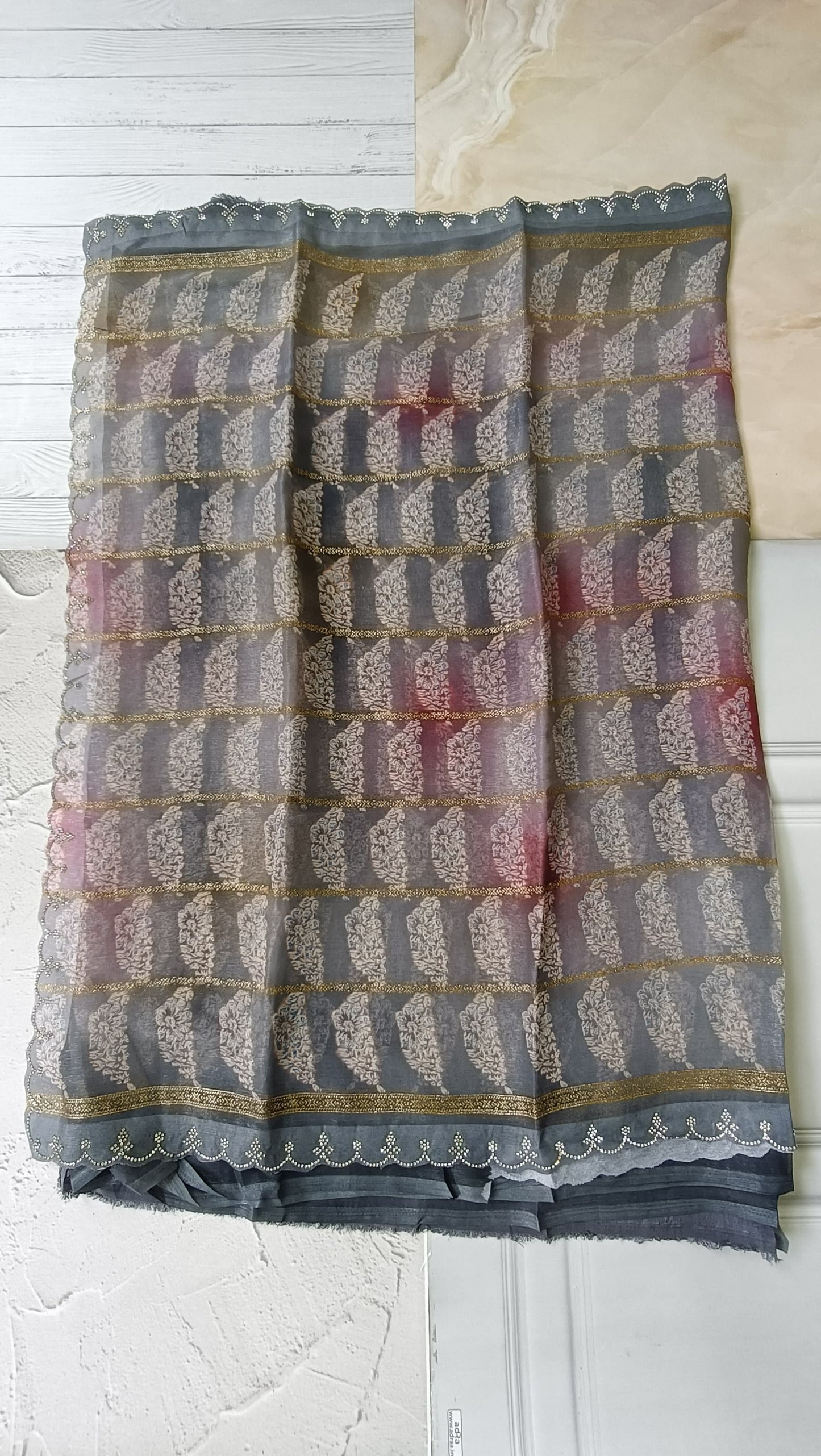grey designer saree