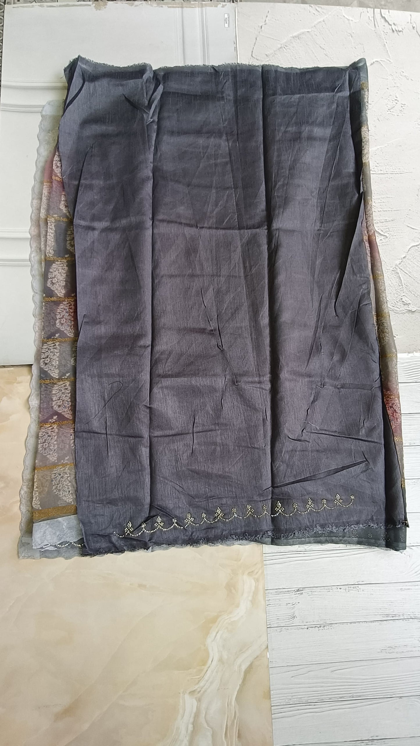grey designer saree