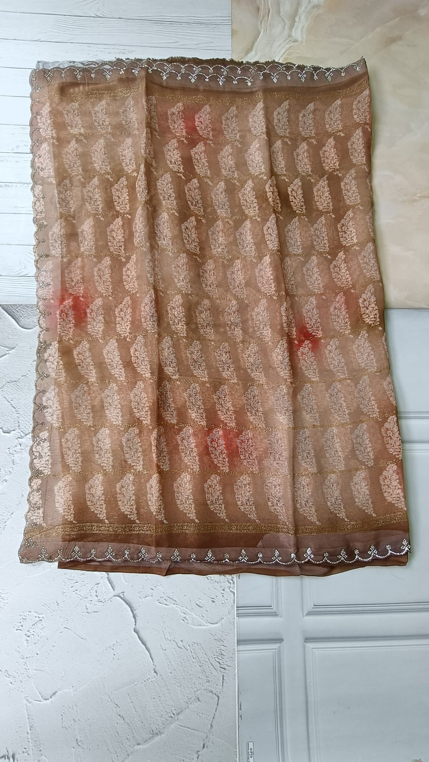 light brown designer saree