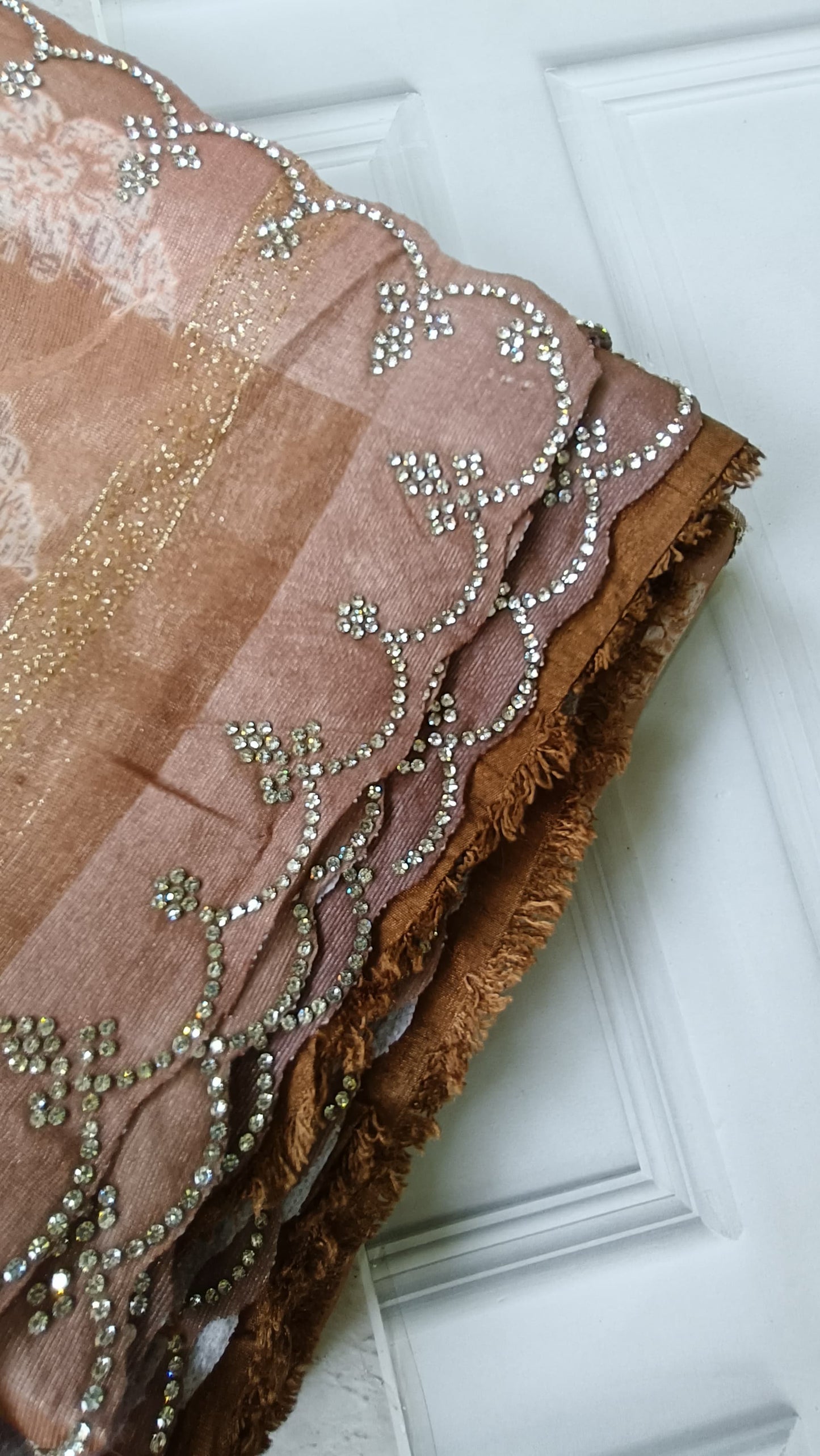 light brown designer saree