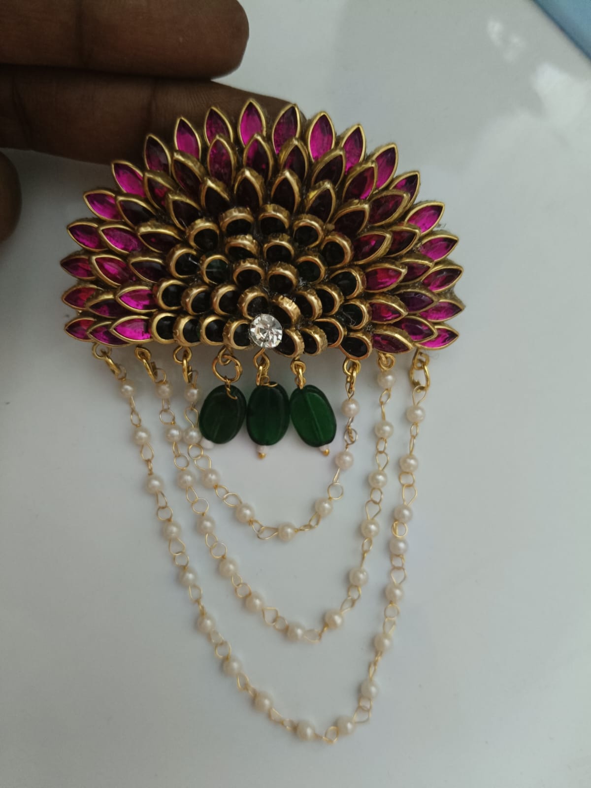 pink kundan hair clip