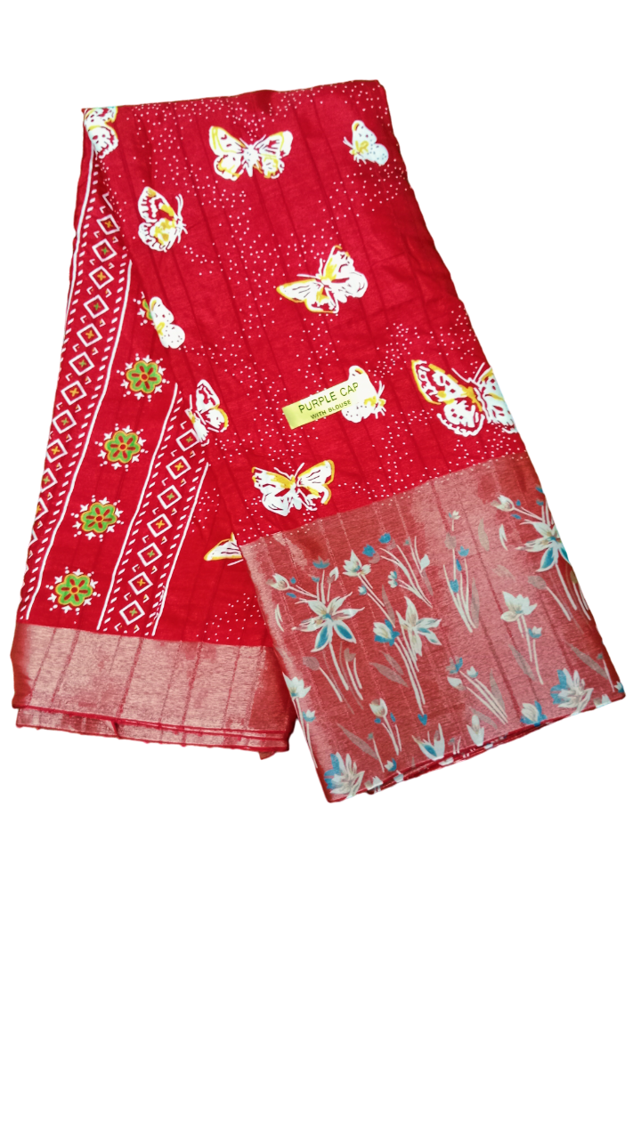 chanderi linen saree
