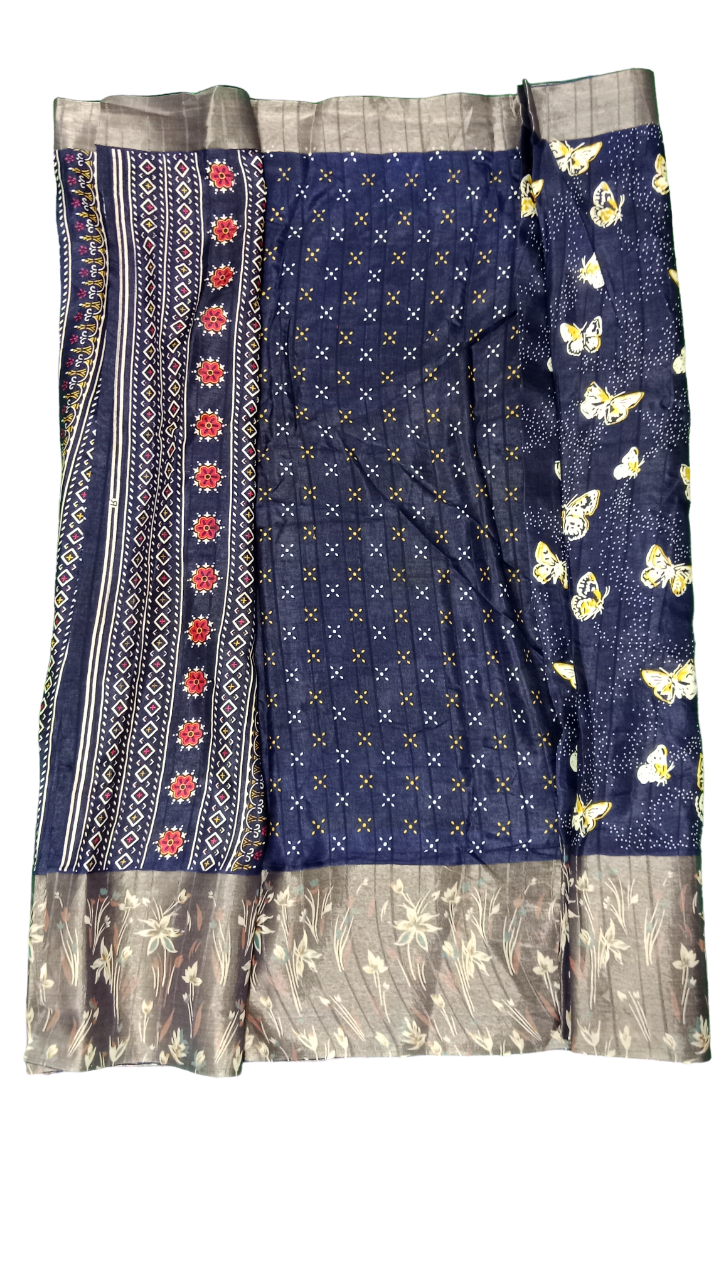 chanderi linen saree