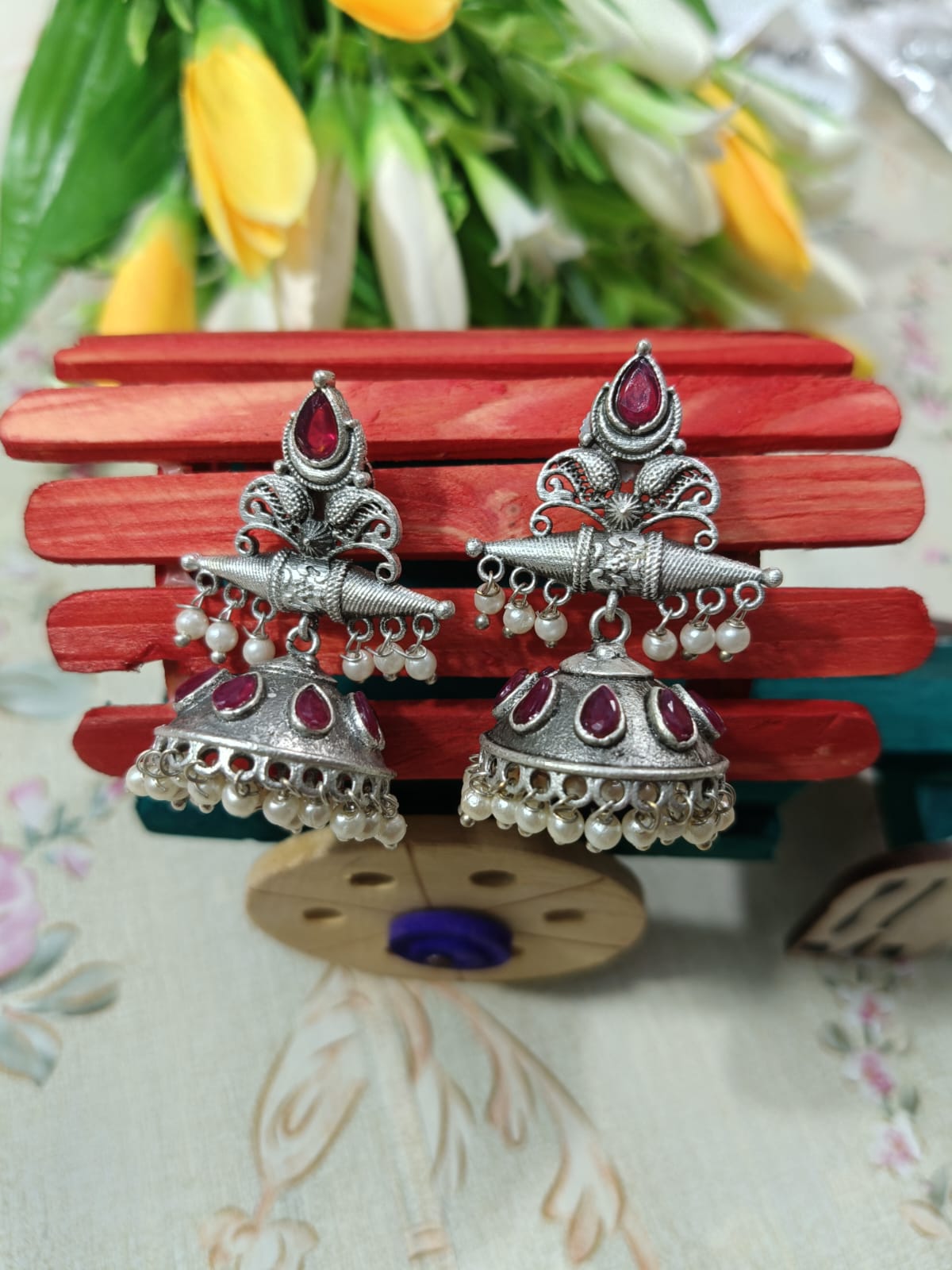 Buy Lite Weight Silver Replica Earrings Online