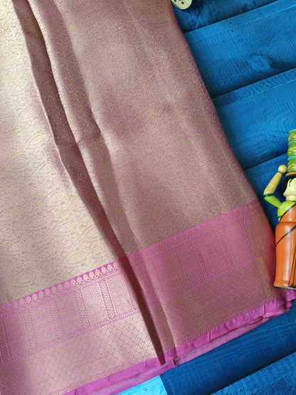 Banarasi Kanchipuram Tissue Silk Saree – All Over Gold Zari Jacquard with Contrast Border