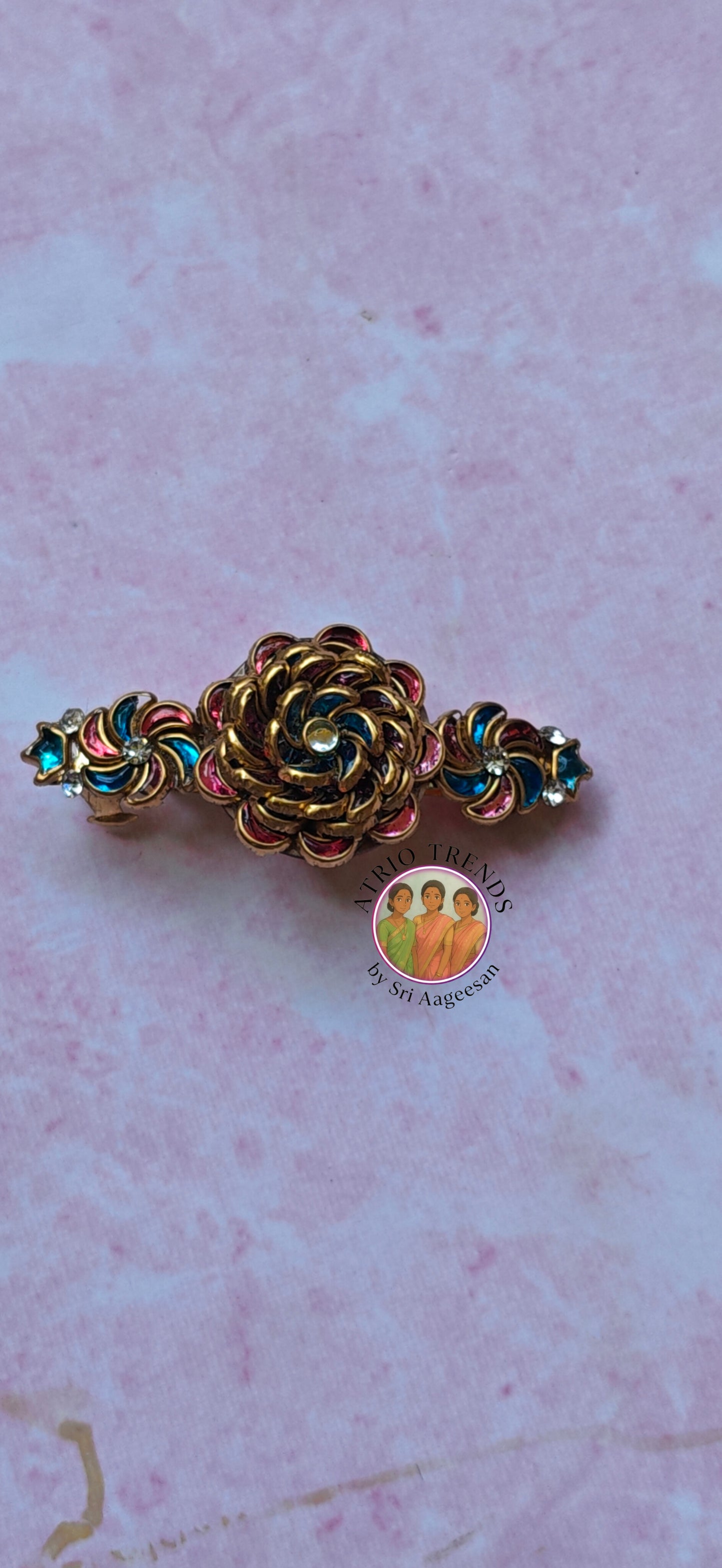 Blue kundan hair clip 
