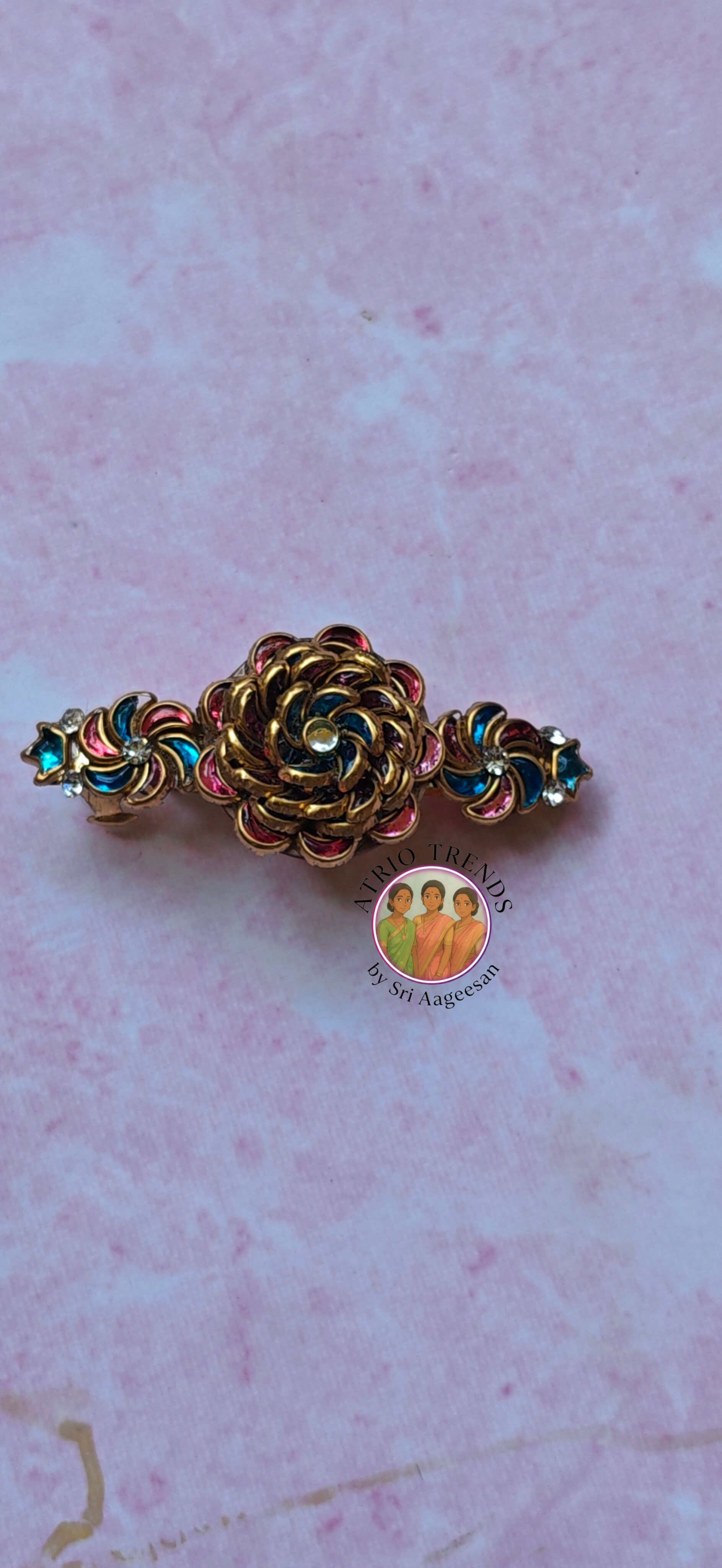 Blue kundan hair clip 