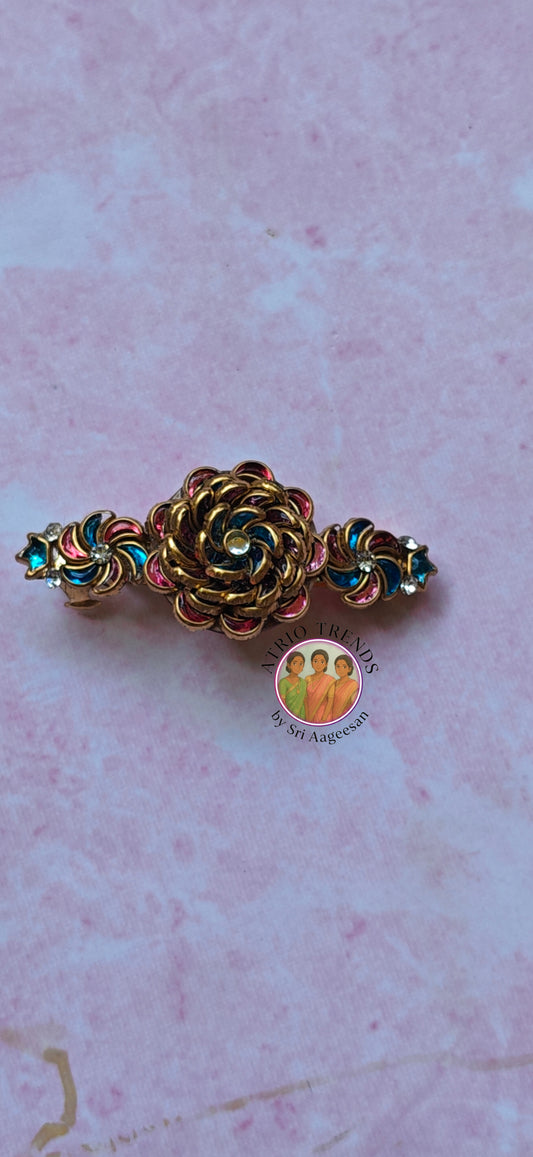 Blue kundan hair clip 