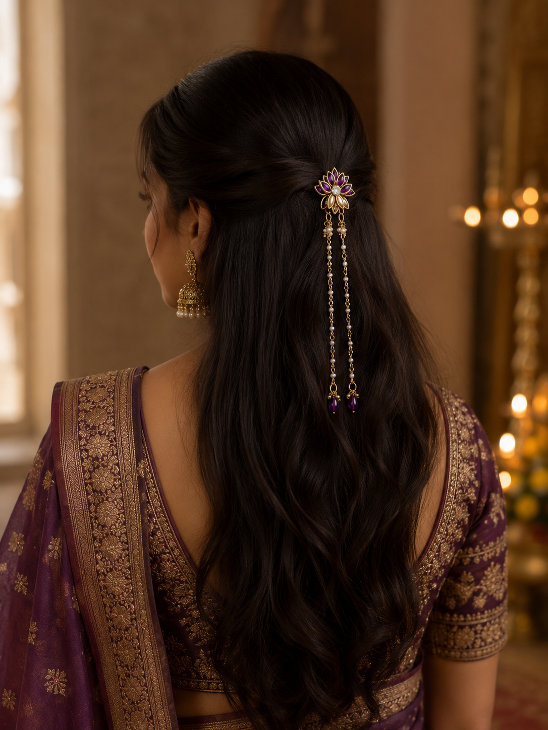purple lotus hair hook 