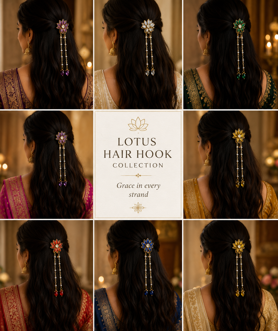 Pink lotus hair hook 