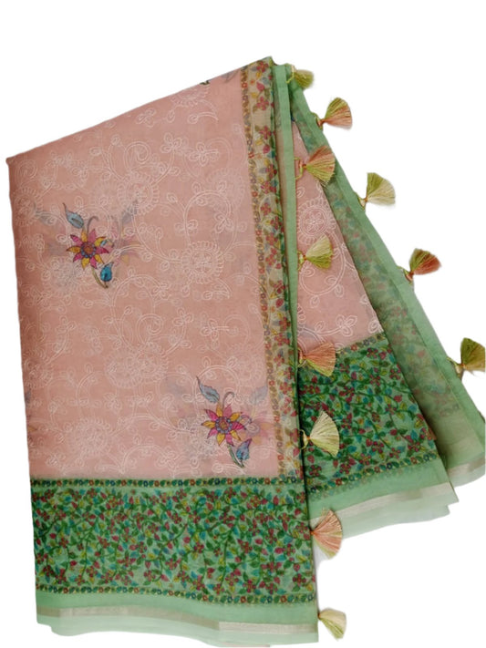 organza embroidery saree 