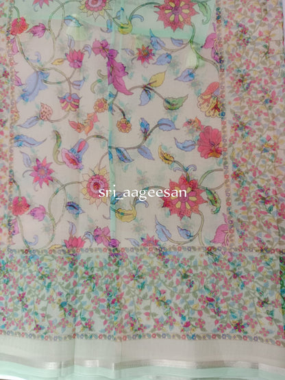 organza embroidery saree
