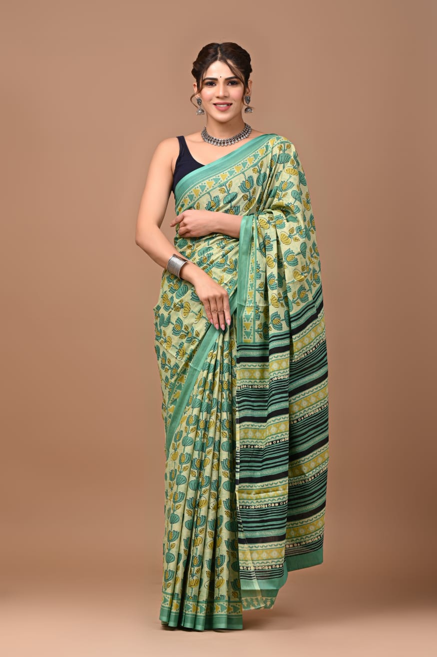 bagru cotton saree 