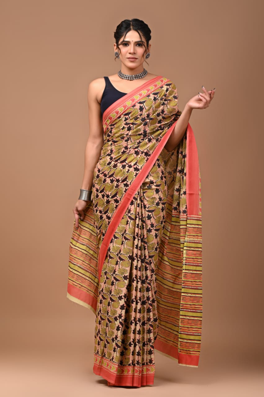 bagru cotton saree 