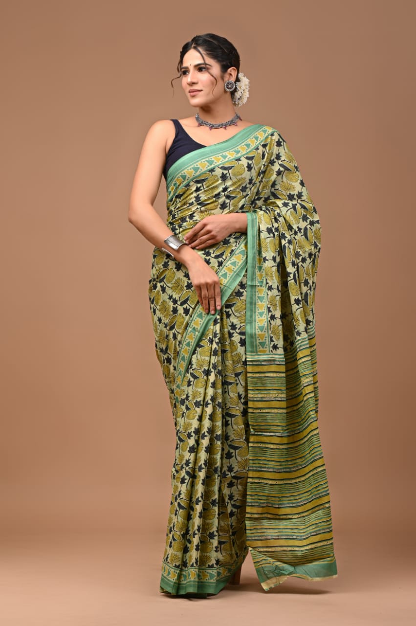 bagru cotton saree 