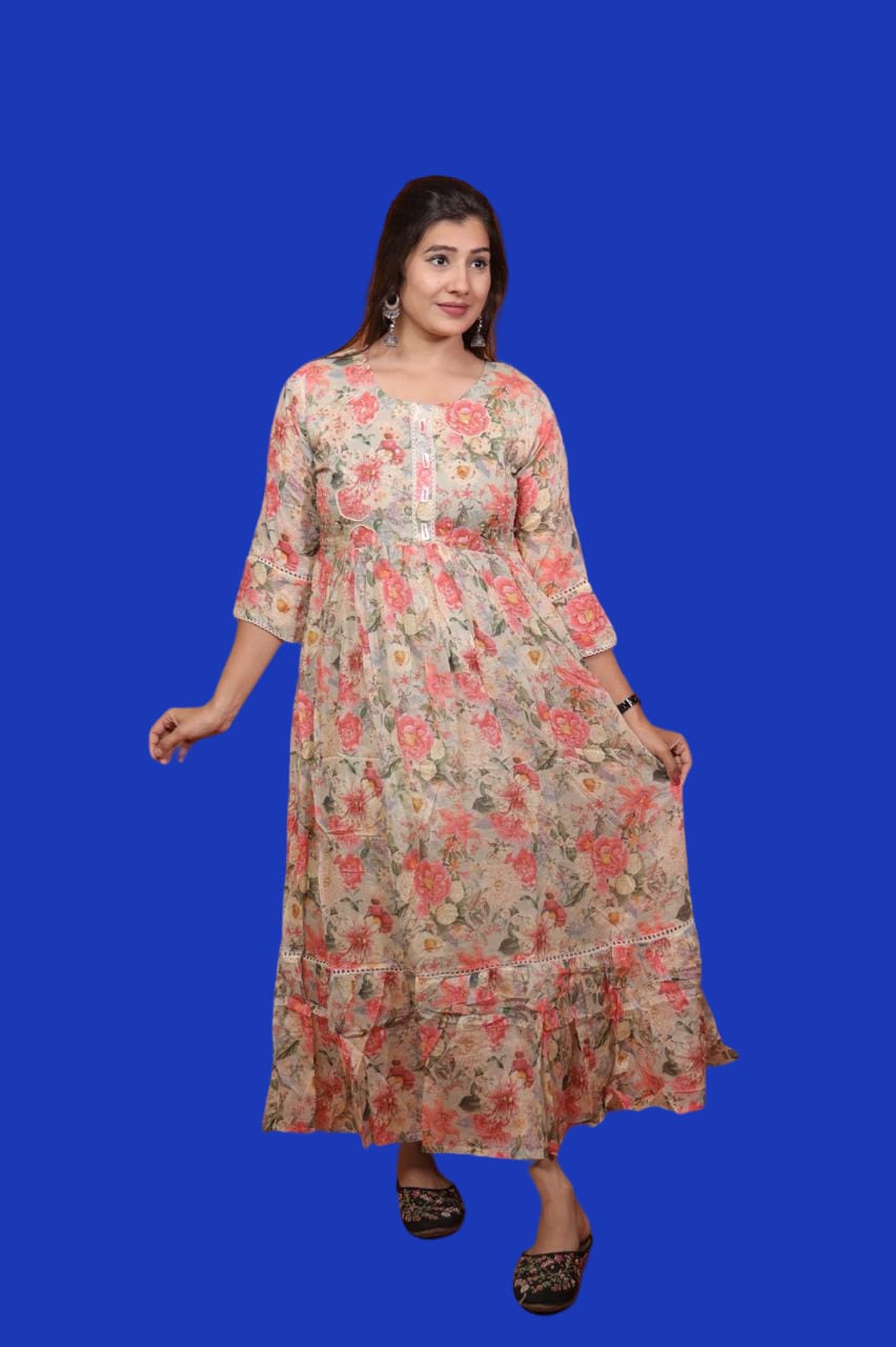 Womens Soft Cotton Anarkali Kurti