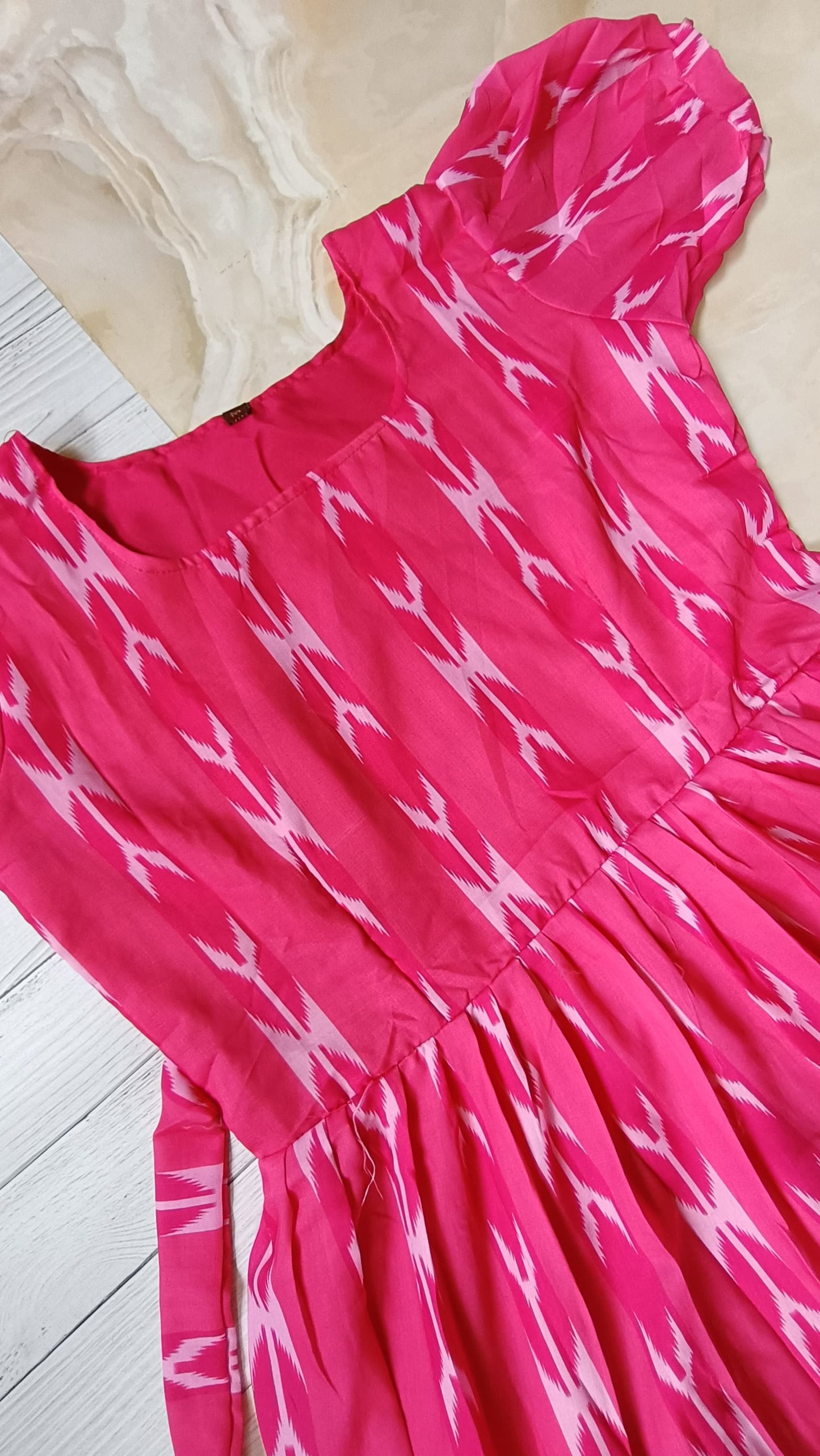 Womens Mixed Cotton Ikkat Frock