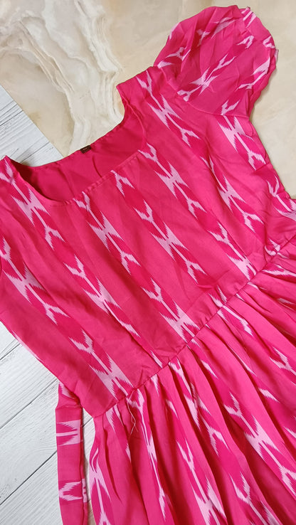Womens Mixed Cotton Ikkat Frock