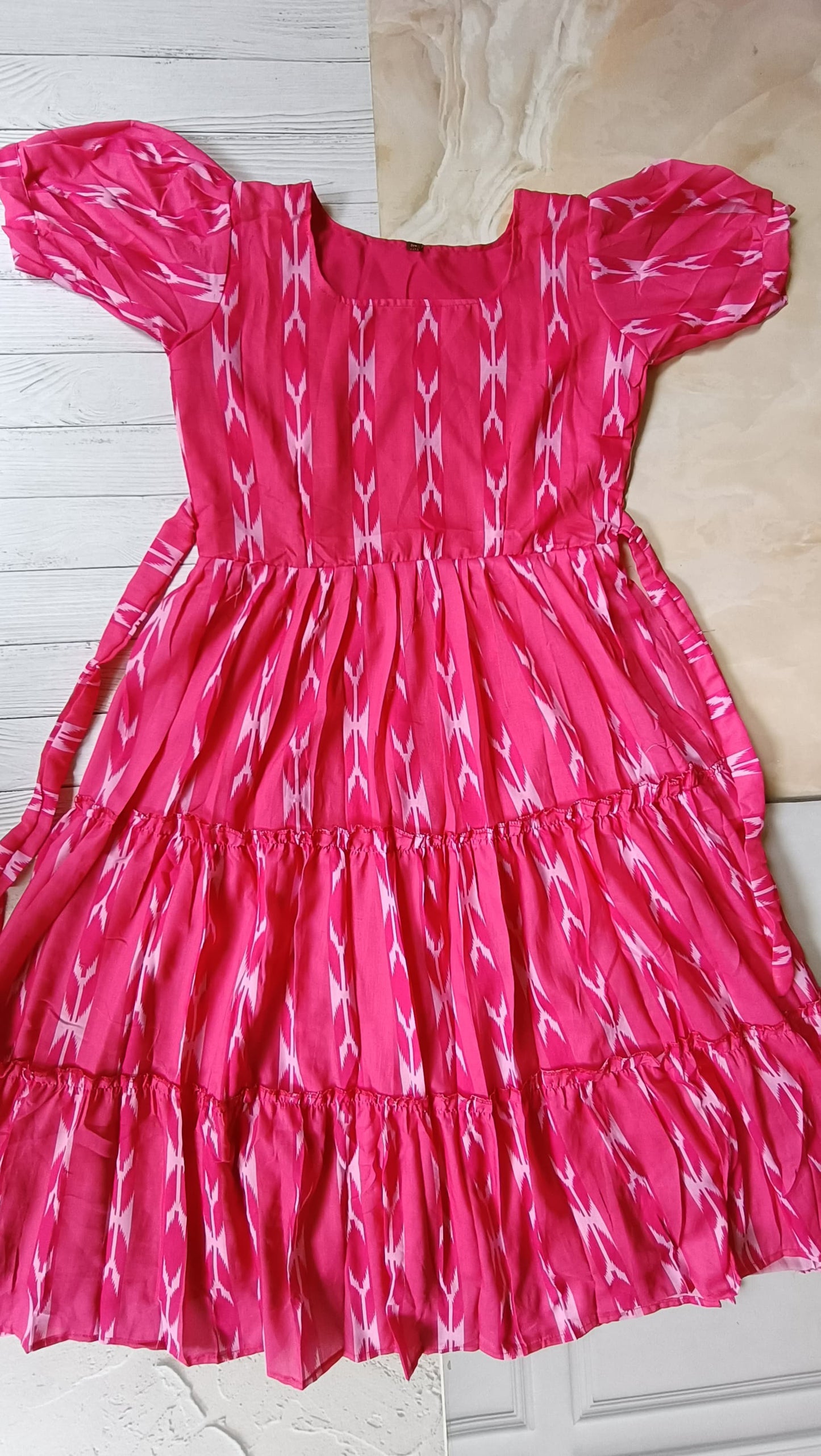 Womens Mixed Cotton Ikkat Frock