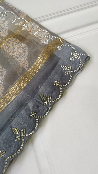 grey designer saree