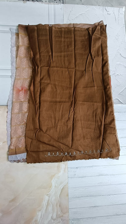 light brown designer saree
