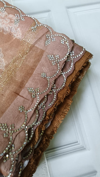 light brown designer saree