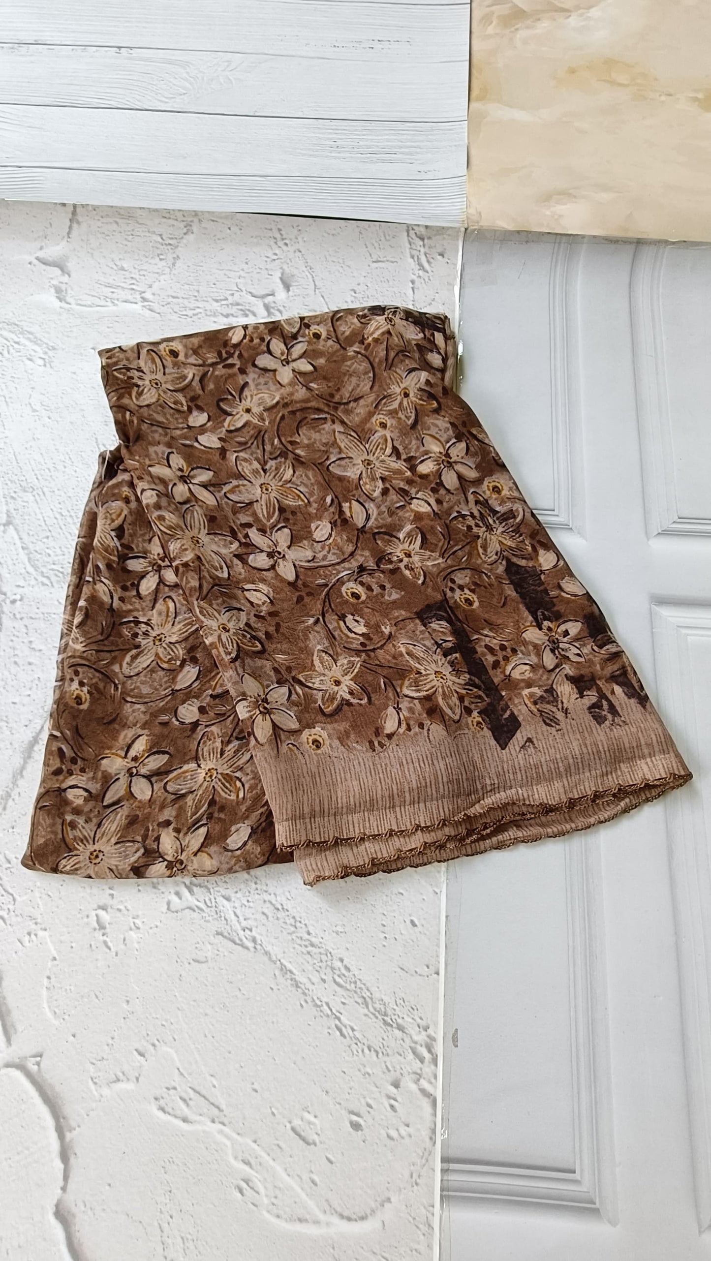 chiffon brown saree 