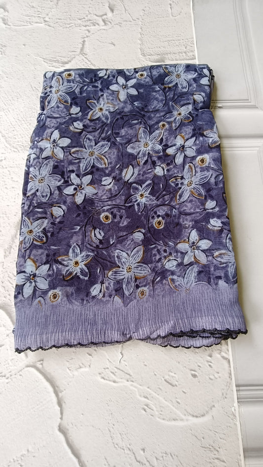 chiffon blue saree 