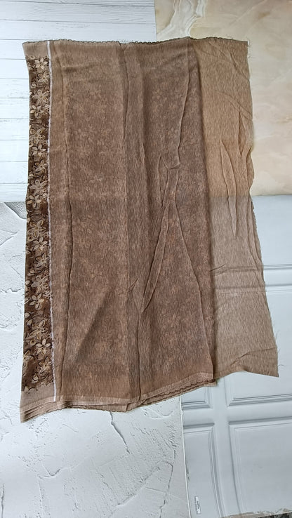 chiffon brown saree 