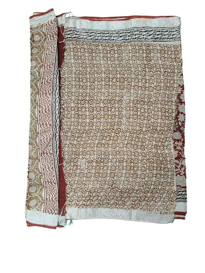 bagru cotton linen  saree 