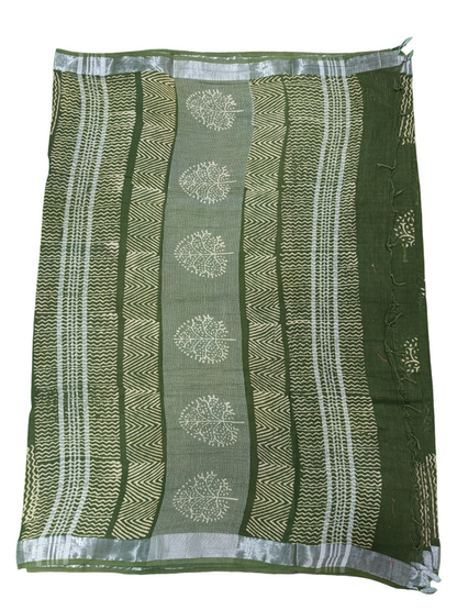 bagru cotton linen  saree 
