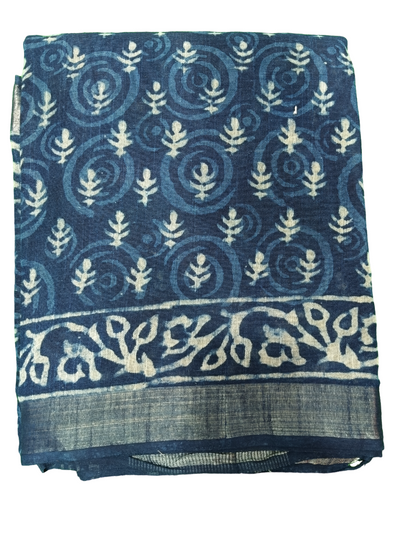 bagru cotton linen  saree 
