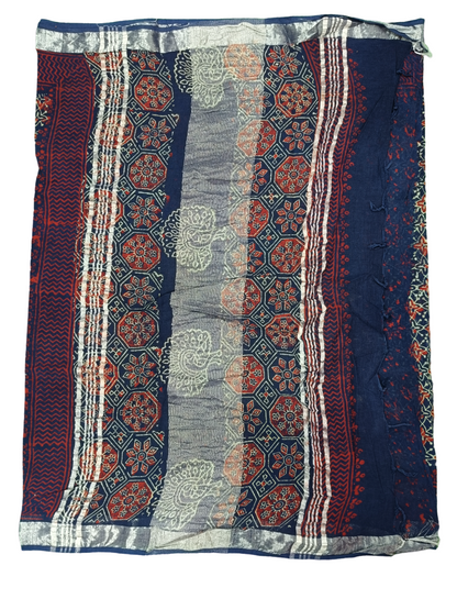 bagru cotton linen  saree 