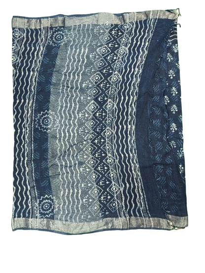 bagru cotton linen  saree 