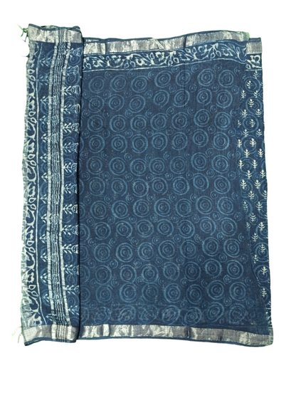 bagru cotton linen  saree 