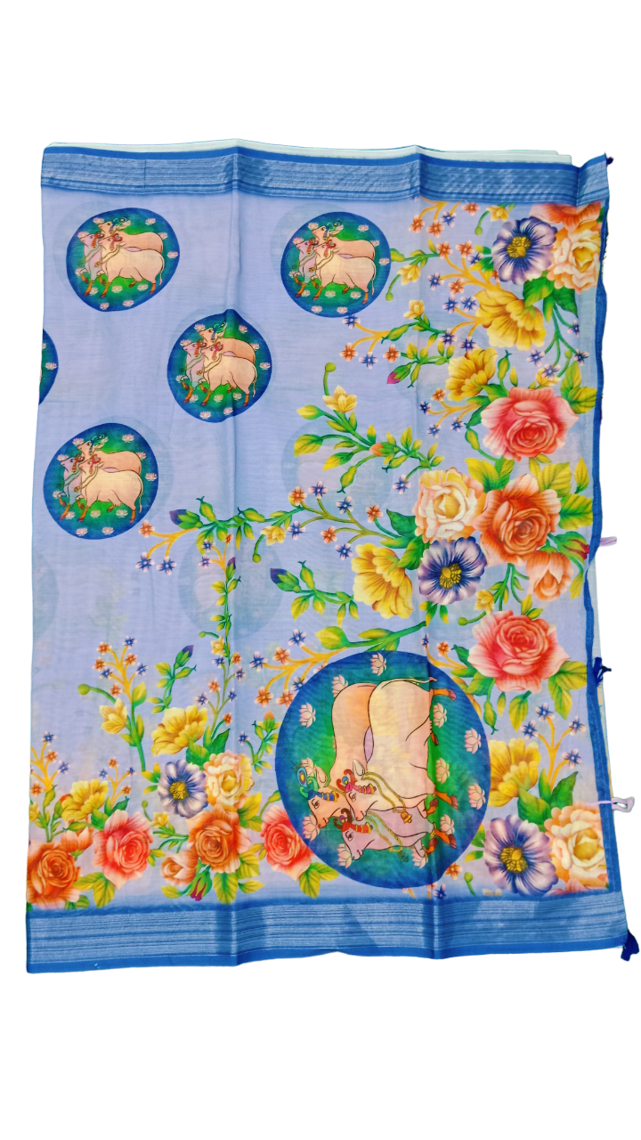 kalamkari linen saree 